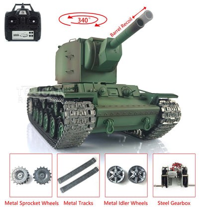 Henglong 1/16 Painted Upgraded 7.0 RC Tank Gigant Metal Military Tracks Soviet KV-2 RTR 3949 BB Shooting Infrared Combating