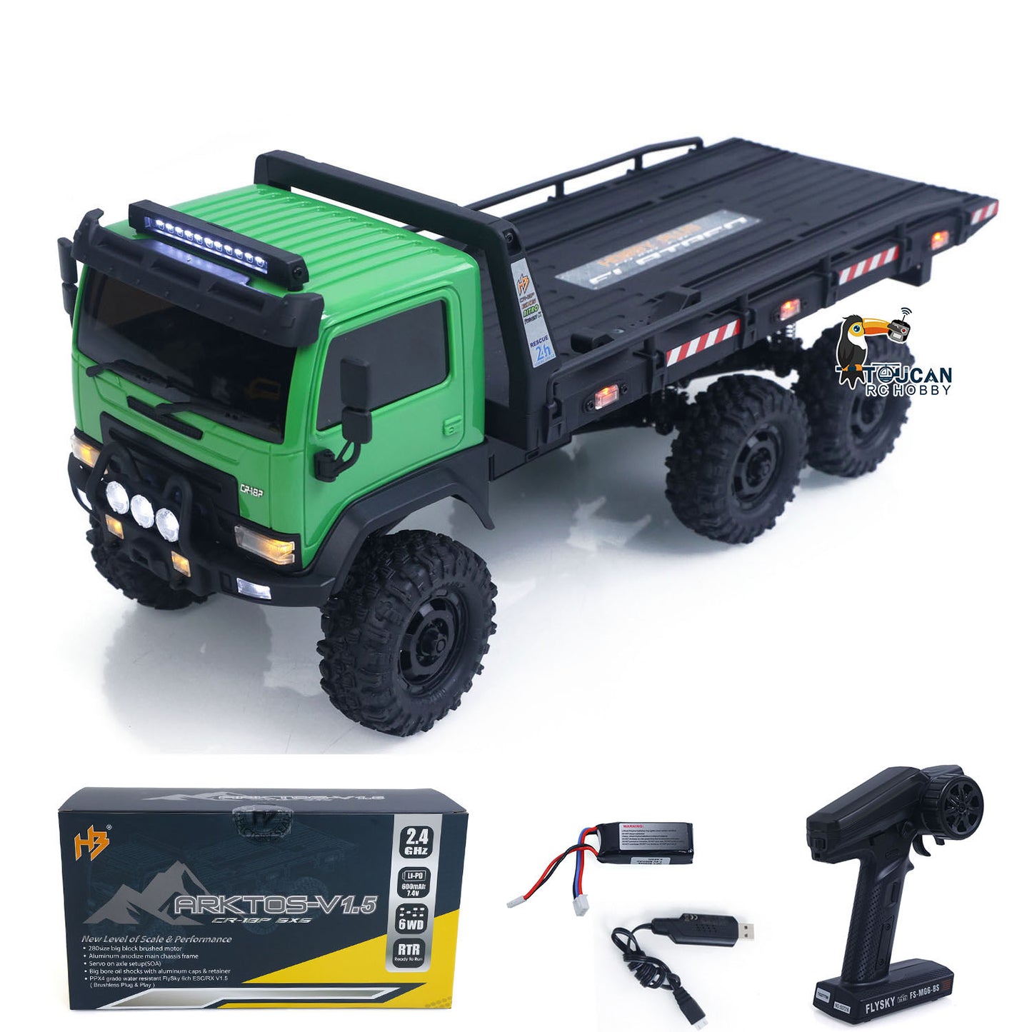 Fast Free Shipping for EU 1/18 Remote Control Flatbed Truck 6*6 Electric RC Off Road Vehicle Model Metal Chassis Gear Light System Flysky Radio No Sounds
