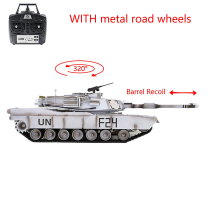Henglong 1/16 7.0 RC Tank  M1A2 Abrams 3918 Barrel Recoil BB IR 320 Degrees Turret Steel Gearbox Metal Wheels Battery Smoke Radio