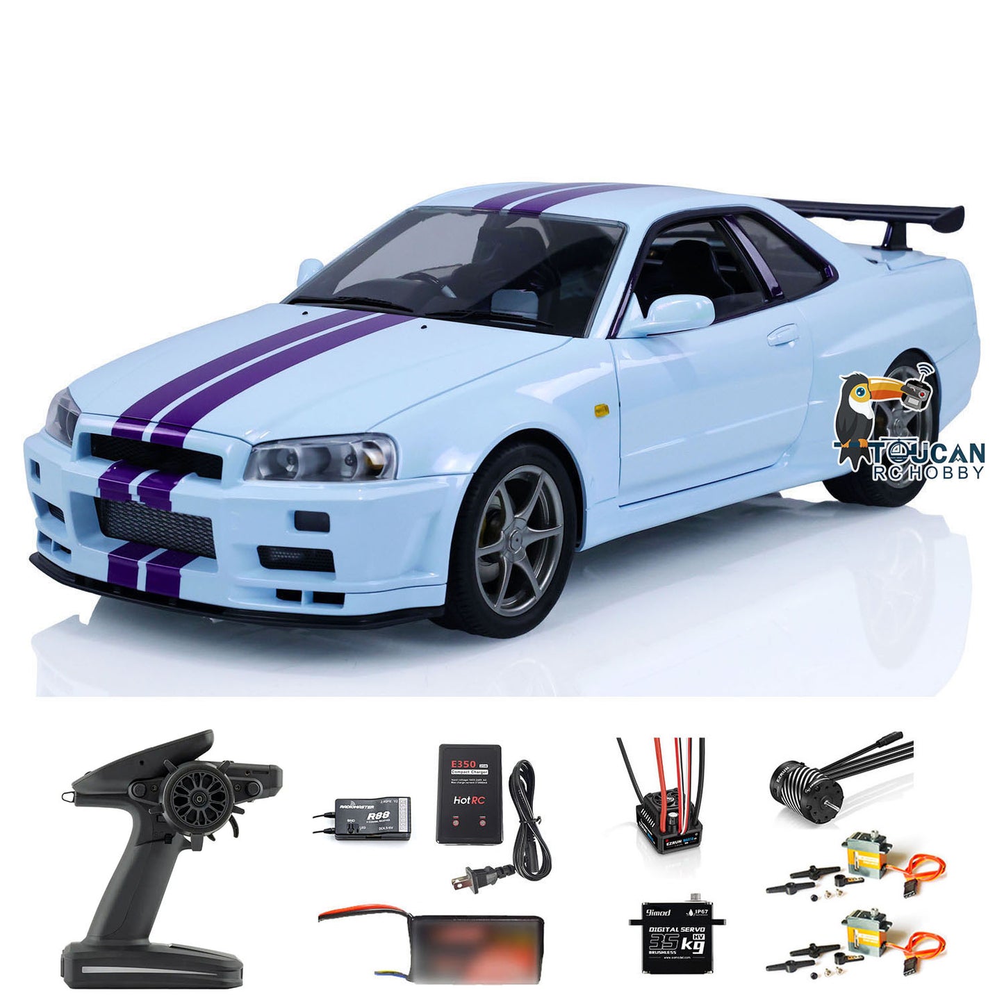 Capo 1:8 RC Drift Car 4x4 Remote Control Roadster RTR R34 High-speed Hobby Model Assembled Painted DIY Toys Brushless Motor