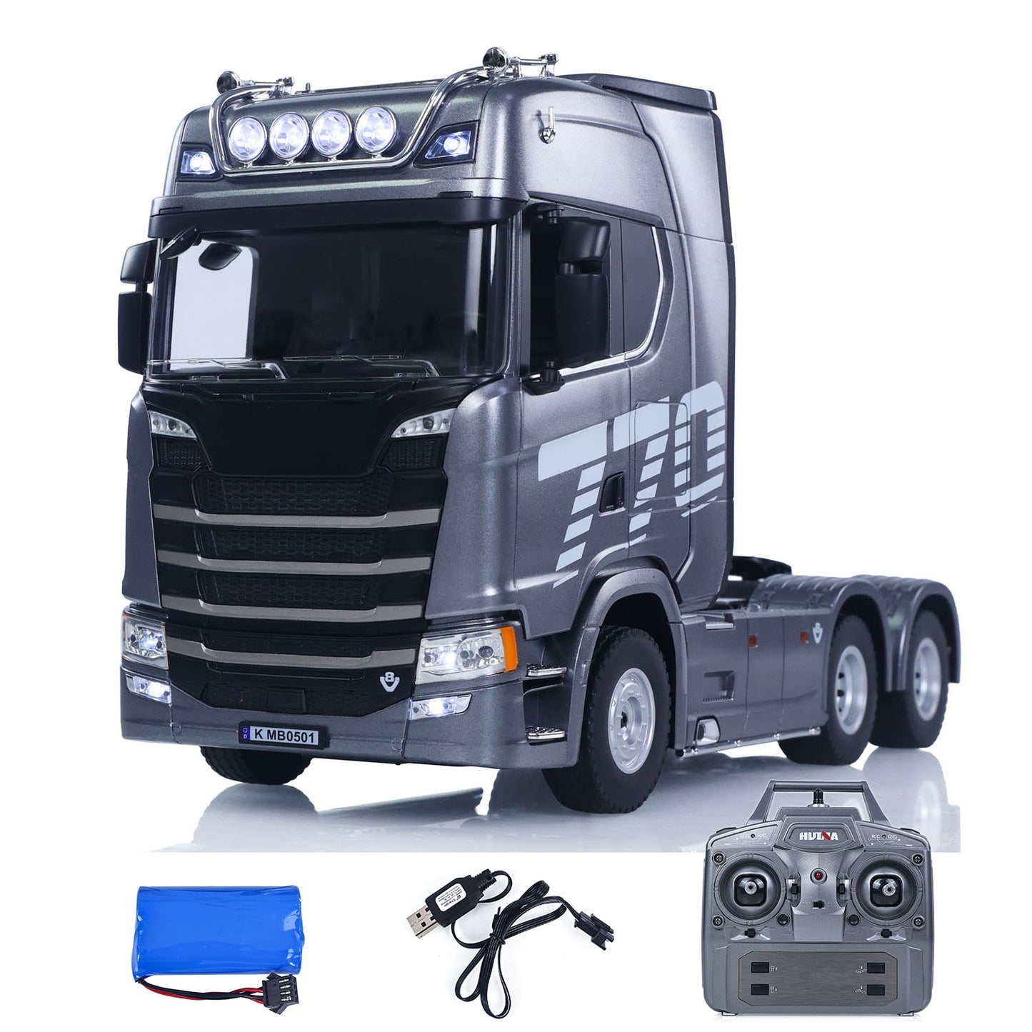 HUINA 1501PRO/1302A 770S 1/18 1/24 Plastic 6*4 RC Tractor Truck Remote Control Lorry Vehicle Light Sound Optional 3Axle Plastic Semi Flatbed Trailer