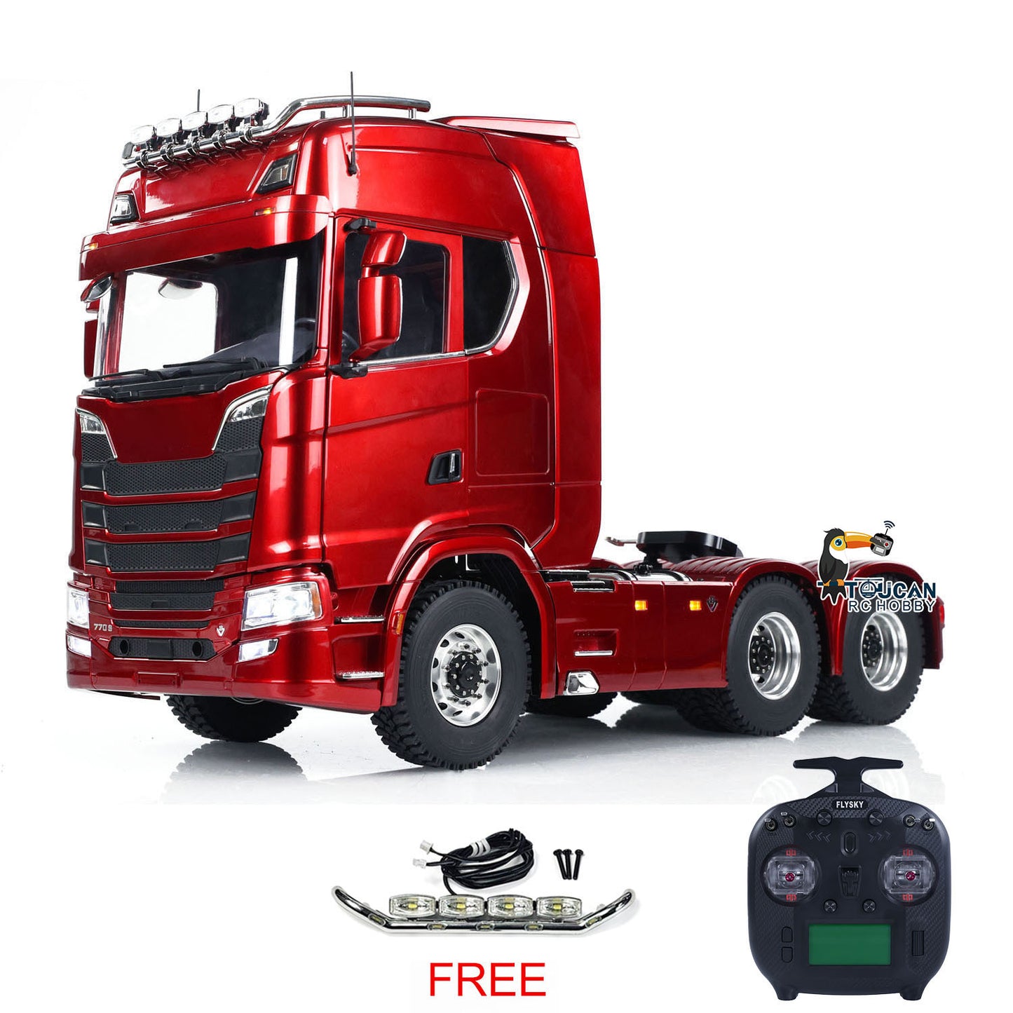 MD 1/14 6x6 Metal RC Tractor Truck 770S Remote Control Car Model 2 Speed Transmission Metal Chassis FlySky ST8  CNC Differential Lock Axles Sound Light Motor Servo ESC