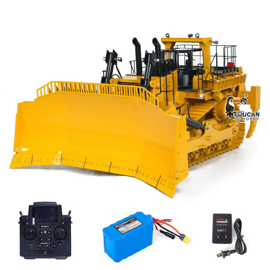 USA Pre-Order by the sea D11T 1/10 Metal RC Hydraulic Bulldozer Heavy Duty 3 Rear Plows Electric Ladder Dozers FlySky PL18EV Controller Sound Light Smoking