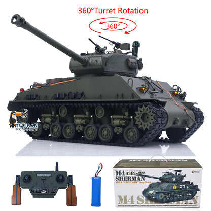 US Stock 1/16 Remote Control Tank Sherman M4A3 E8 Fury Edition IR BB Barrel Elevation Smoke Unit Metal Chassis Road Wheels 360 Rotation