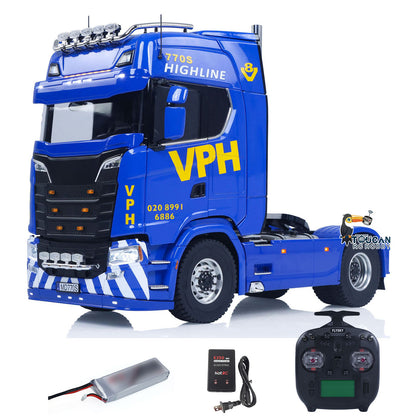 MD MODEL 770S 4X4 Metal Chassis 1/14 RC Tractor Truck Radio Control Lorry Car 2Speed Gearbox Flowing Water Light Cab Suspension