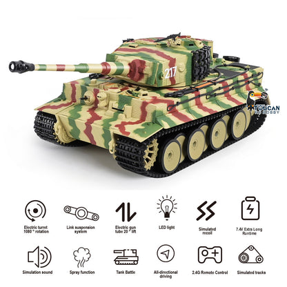 TOUCAN RC HOBBY HY Model 1/24 Plastic RC Tank German Tiger I Remote Control Tanks with Infrared Battle Simulated Smoke LED Lights Sound Recoil Effects