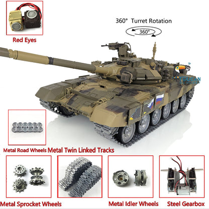 TOUCAN RC HOBBY Henglong 1/16 TK7.0 Profession Russian T90 3938 RTR RC Tank 360 Degrees Turret Red Eyes Smoke BB IR Metal Track Sprockets Idlers Road Wheels