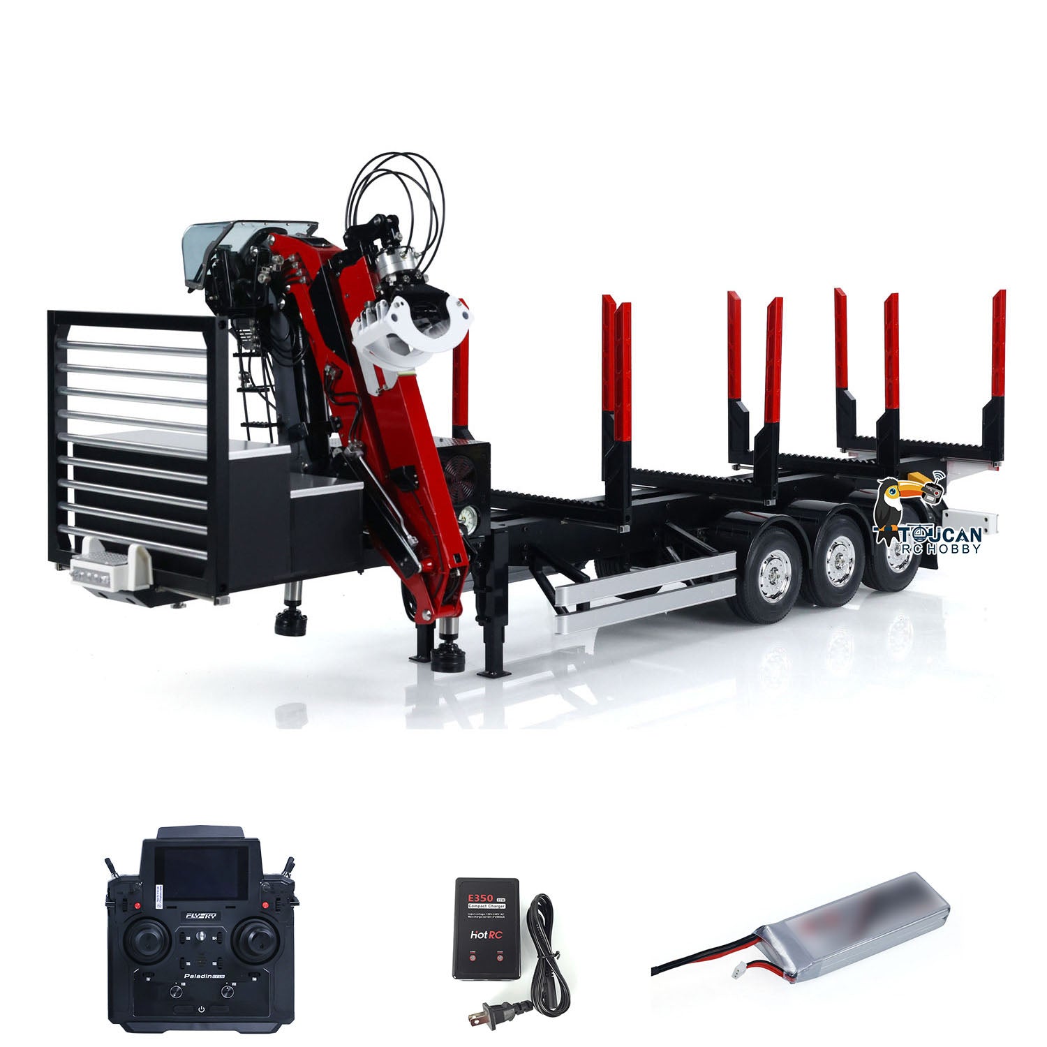 Customized LESU Hydraulic Metal Timber Crane 1/14 RC Log Trailer Flatb ...