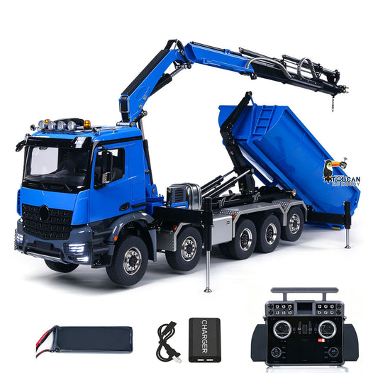 TOUCAN RC HOBBY LXY 1/14 10x10 Radio Controlled Hydraulic Crane Dump Metal Lorry Car Rear Axle Steering 2mm Piping System Replaceable Bucket