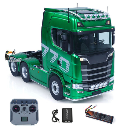 KABOLITE 770S-100 Metal 1/14 RC Tractor Truck RTR 2-Speed Transmission 6x6 Differential Lock Light & Sound System Cab Suspension Electric Windshield Wipers for Trailer Towing