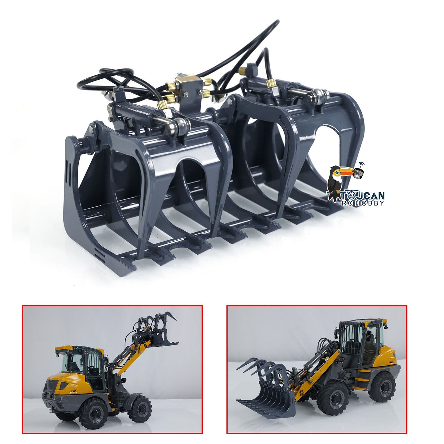LESU 1/14 RC Loader AOUE MCL8 ST8 Remote Control Car Hydraulic Dozer Shovel Metal Sieve Shovel Rake Bucket Gripper RTR Sound Light