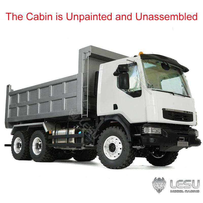 1/14 LESU 6x6 RC Hydraulic Metal Dumper Tipper Sound Light System Chassis Bucket Unpainted Unassembled Cabin Body VM Truck