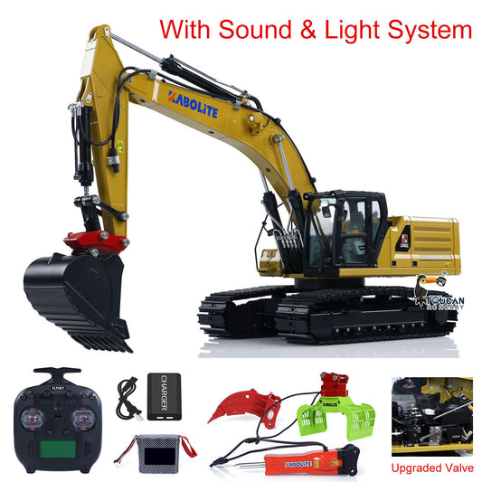 Kabolite K961 100S Pro 1/18 Metal RC Hydraulic Excavator RTR ST8 Controller Quick-Release Coupler Breaker Hammer Claw Ripper Light Sound for Construction Model Collectors