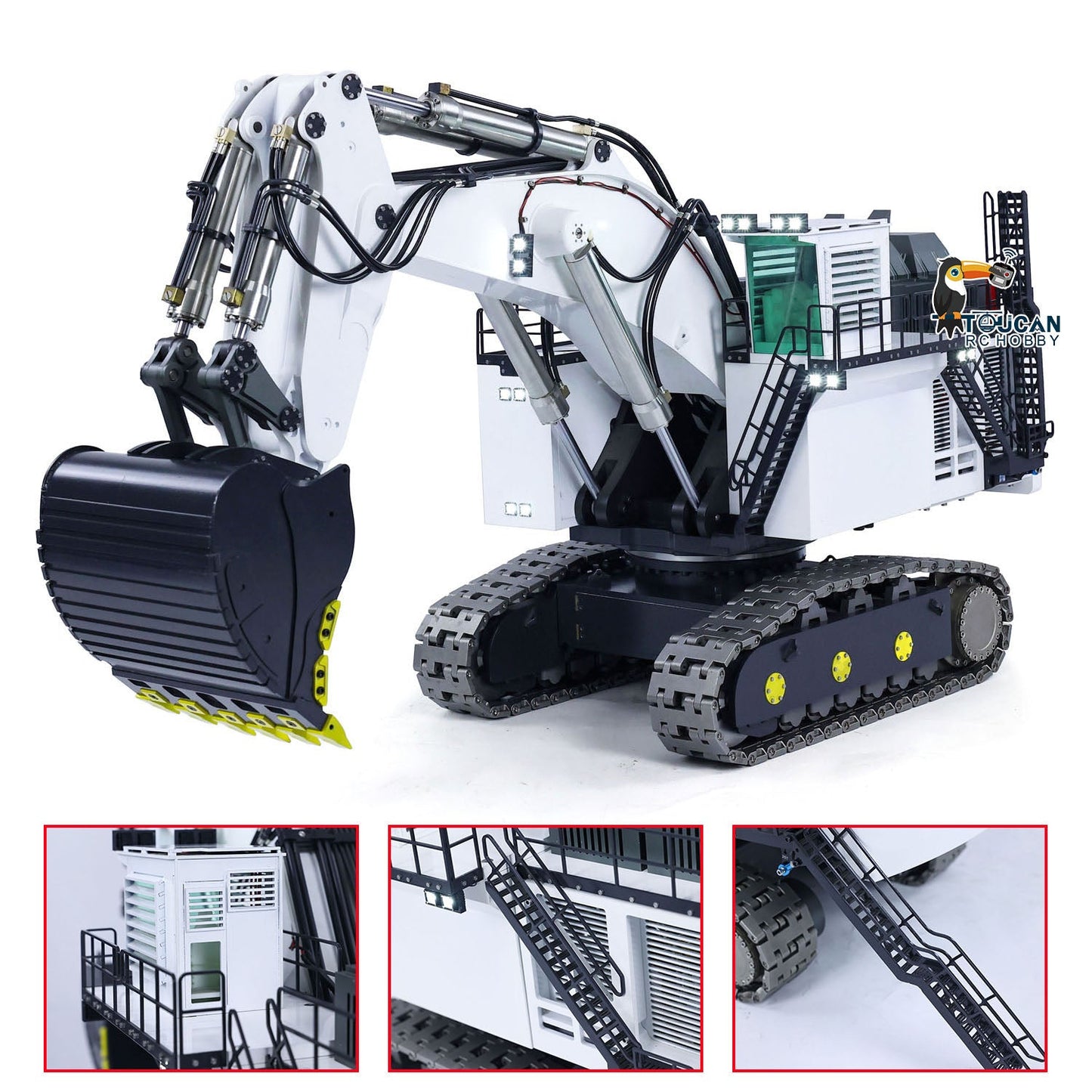 USA Pre-Order by the sea 1/25 RC Metal Double Pump Hydraulic Excavator R9800 Heavy Duty Double Pump Remote Control Diggers ESC Servo Motor Light System