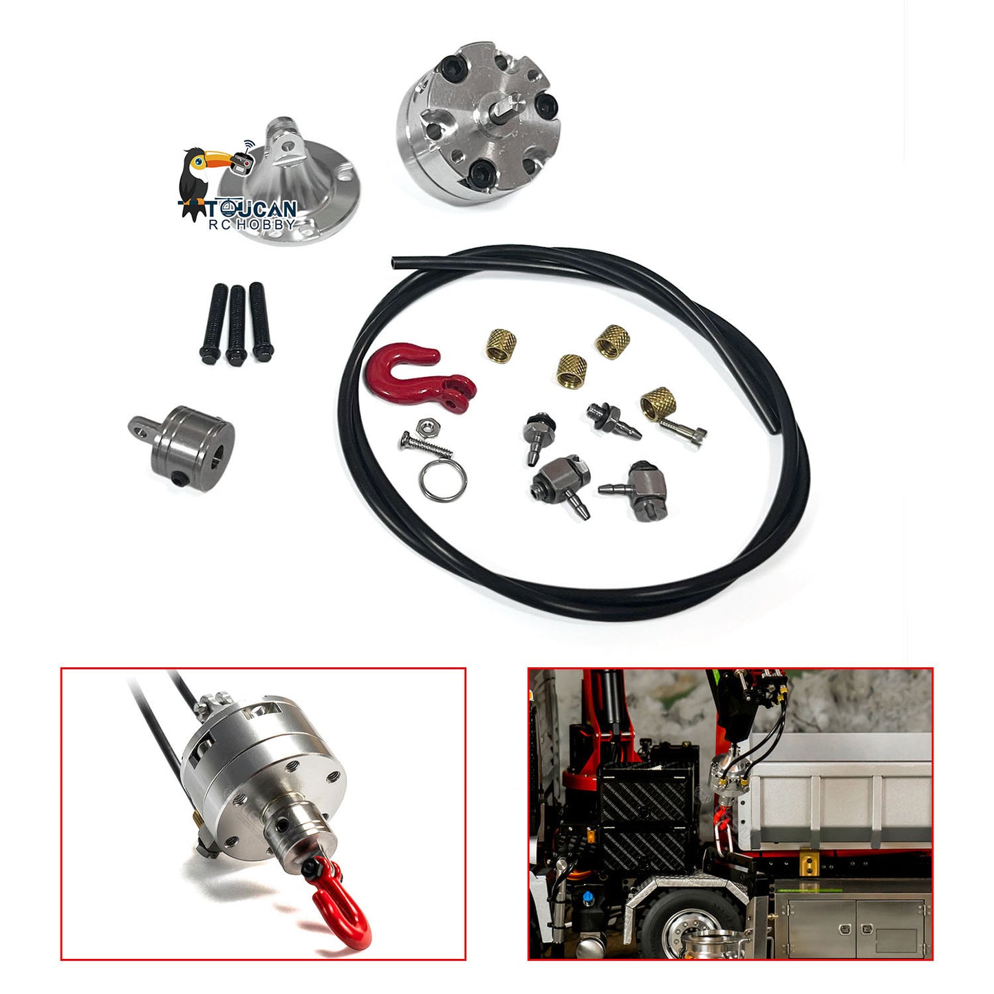 LESU Metalual Balance Fork Hydraulic Rotary Cylinder Hook Suitable for 1/14 RC Crane Dumper Truck DIY Models