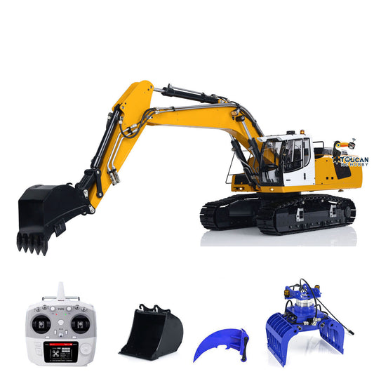 TOUCAN RC HOBBY MTModel 946 1/14 RC-Hydraulikbagger aus Metall mit Löffel, Reißzahn, Greifer, 5-Wege-Ventil und LCD-Display für Bagger-Enthusiasten