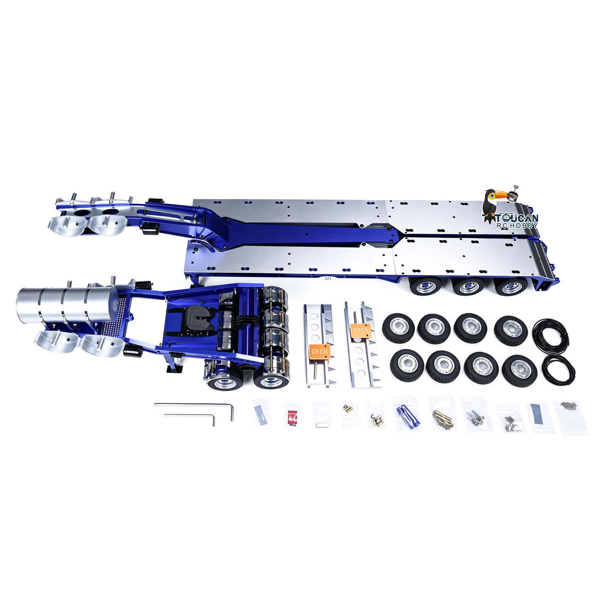 In Stock TOUCAN RC HOBBY JDModel 1.5M Metal Drake Trailer Lowboy Semi Trailer JDM-2 for 1/14 RC Tractor Truck DIY Remote Controlled Truck Construction Vehicle Hobby Models