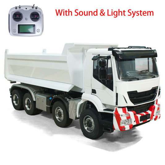 1/14 8x8 Metal Hydraulic RC Dumper Car Radio Controlled Full Dump Truck Sound Light PNP Vehicle 3-speed Transmission