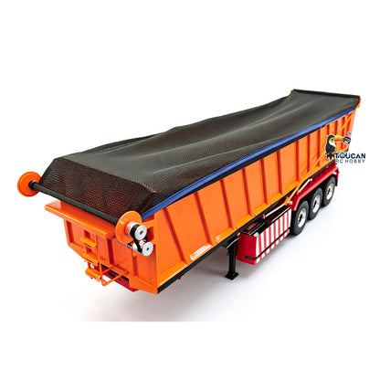 TOUCAN RC HOBBY HHG Model 1/14 Metal RC Hydraulic Dump Semi Trailer 3 Axle with Center Lift System Electric Support Legs Tarp Lights for Tractor Truck