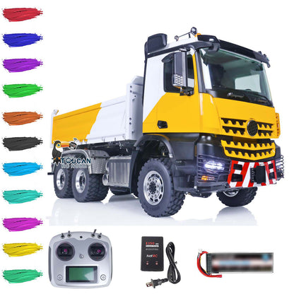 LESU K3363 Cabin 1/14 Metal 6x6 RC Hydraulic Dump Truck Model FlySky I6S Radio Controller 3 Speed Transmission Differential Lock for Club Events