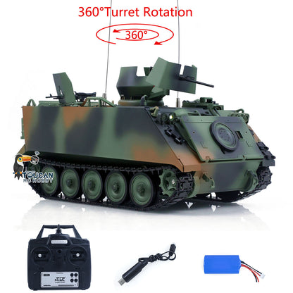 TD Metal 1/16 RC Tank M113A1 Pro Edition Remote Control Electronic Toy 360 Turret Rotation Infrared Combat System Smoke Unit Light Sound Adjustable Tracks Metal Wheels Gearboxes Battery