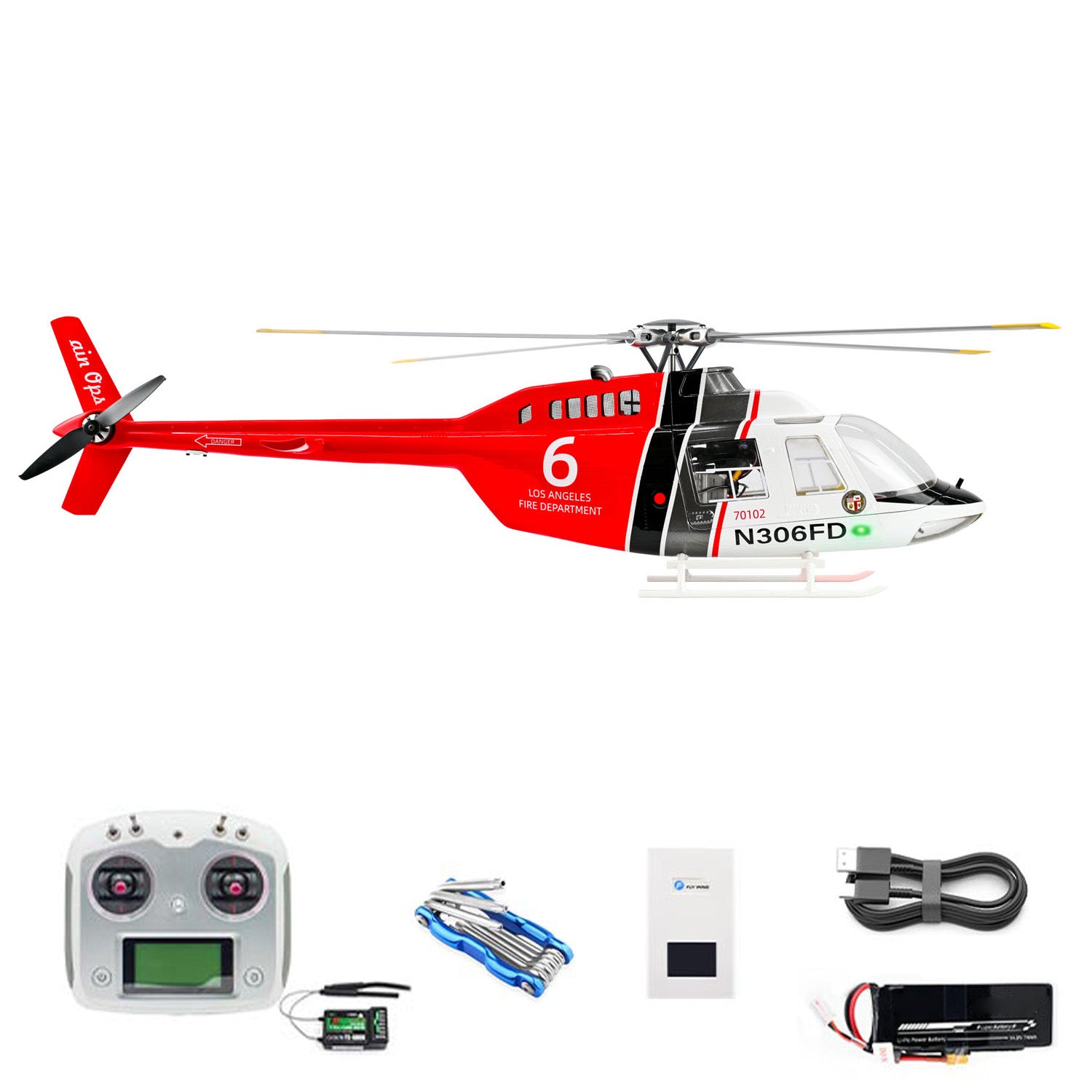 2.4G RC Scale FlyWing BELL 206 Helicopter 4 Blade Rotor Remote