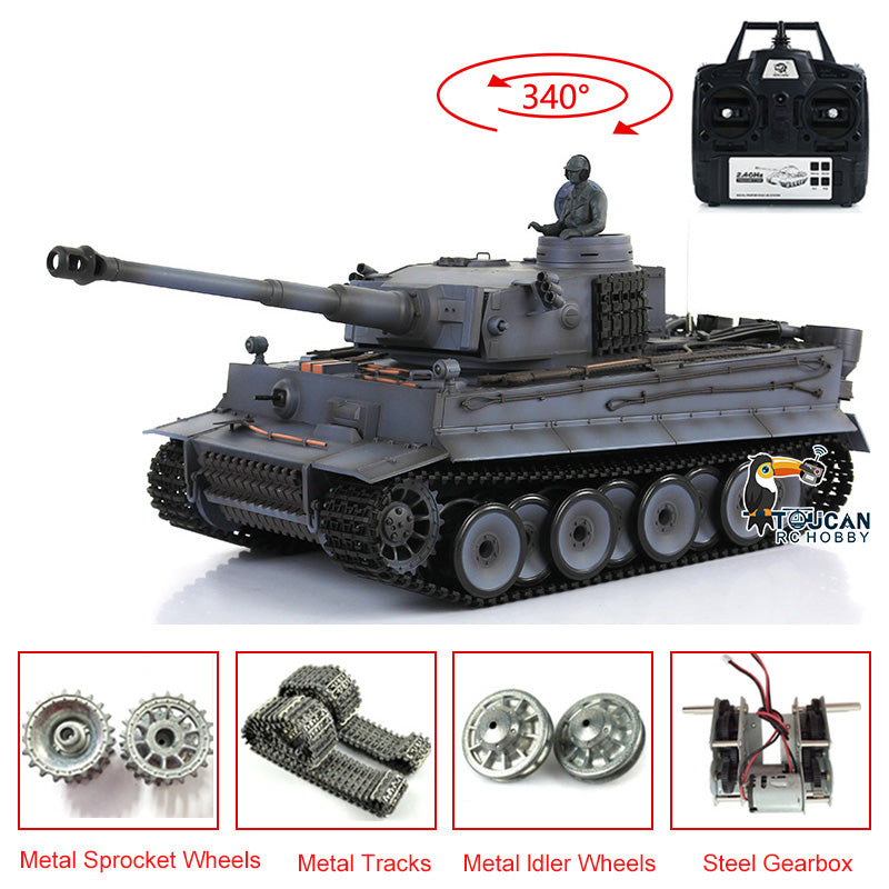 TOUCAN RC HOBBY Henglong 1/16 TK7.0 Promotion German Tiger I RTR RC Tank 3818 Infrared Combat BB Smoke Sounds Lights Metal Gearbox Tracks Sprockets Idlers Wheels
