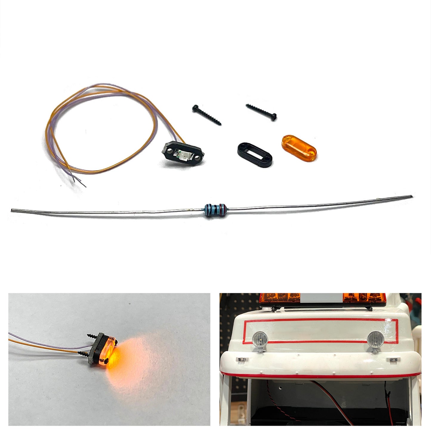 LED Plastic Marker Light 3V-3.2V 3-3.2V Head Clearance Lamp for DIY 1/14 Remote Control Tractor Truck Model Tipper Trailer Car