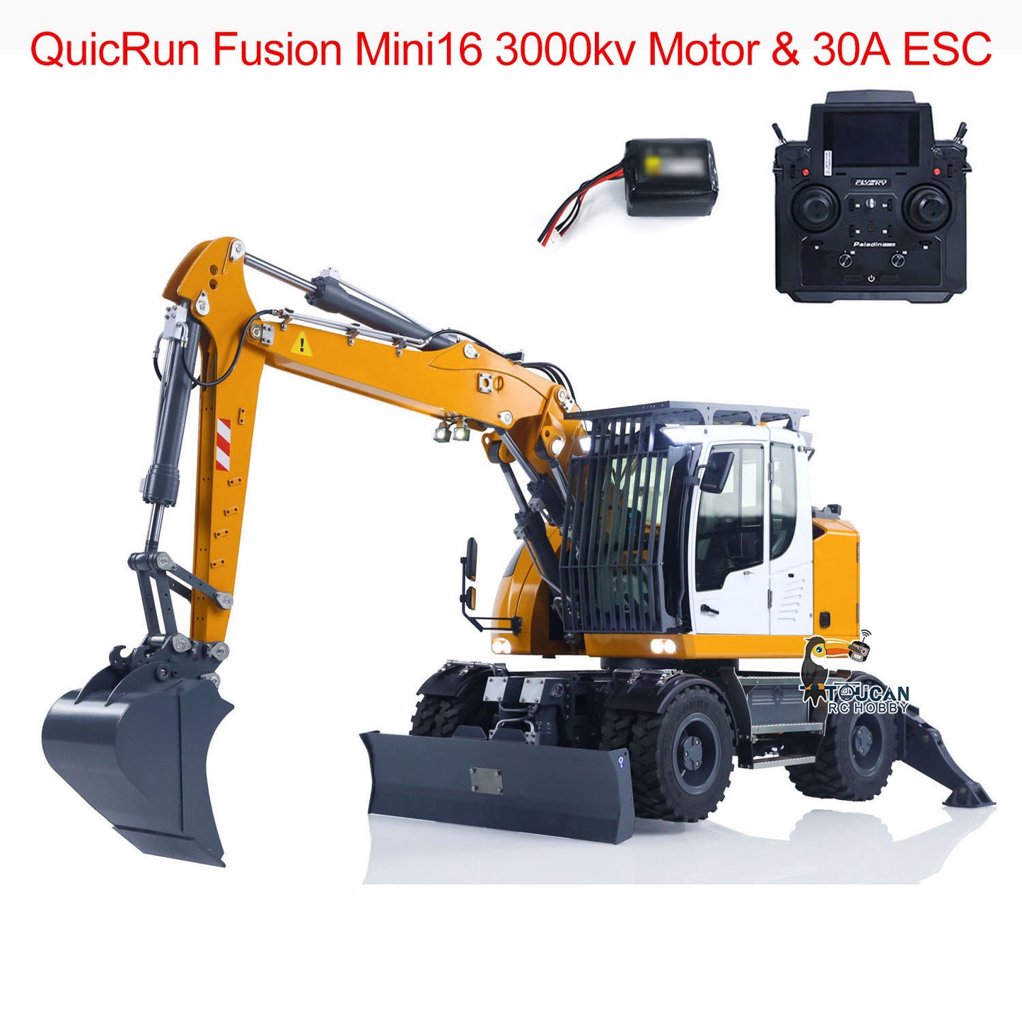 Big Discount 1:14 Metal RC Hydraulic Wheeled Excavator LR914 4*4 3-arms Digger Engineering Vehicle RTR Axle Lock Upgrade Brushless Motor 8-ways Valve PL18EV Lite Radio Controller Light Sound