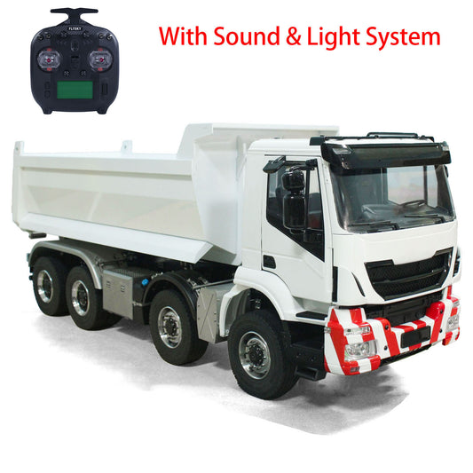 1/14 8x8 Metal Hydraulic RC Dumper Car Radio Controlled Full Dump Truck Sound Light PNP Vehicle 3-speed Transmission