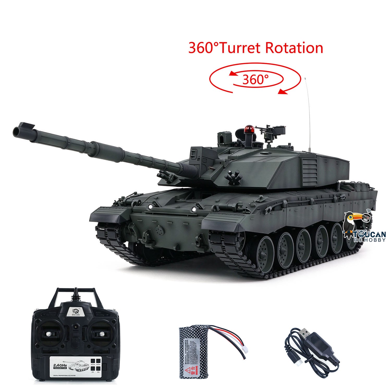 TOUCAN RC HOBBY Heng Long 7.0 1:16 Challenger II RTR RC Tank Model 390