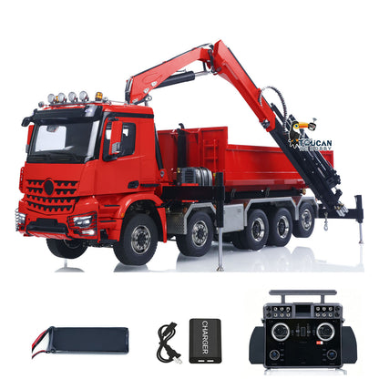 TOUCAN RC HOBBY LXY 1/14 10x10 RC Hydraulic Crane Dump Truck Radio Control Full Dumper Lorry with U-shaped Short High Standard Bucket Timber Flatbed
