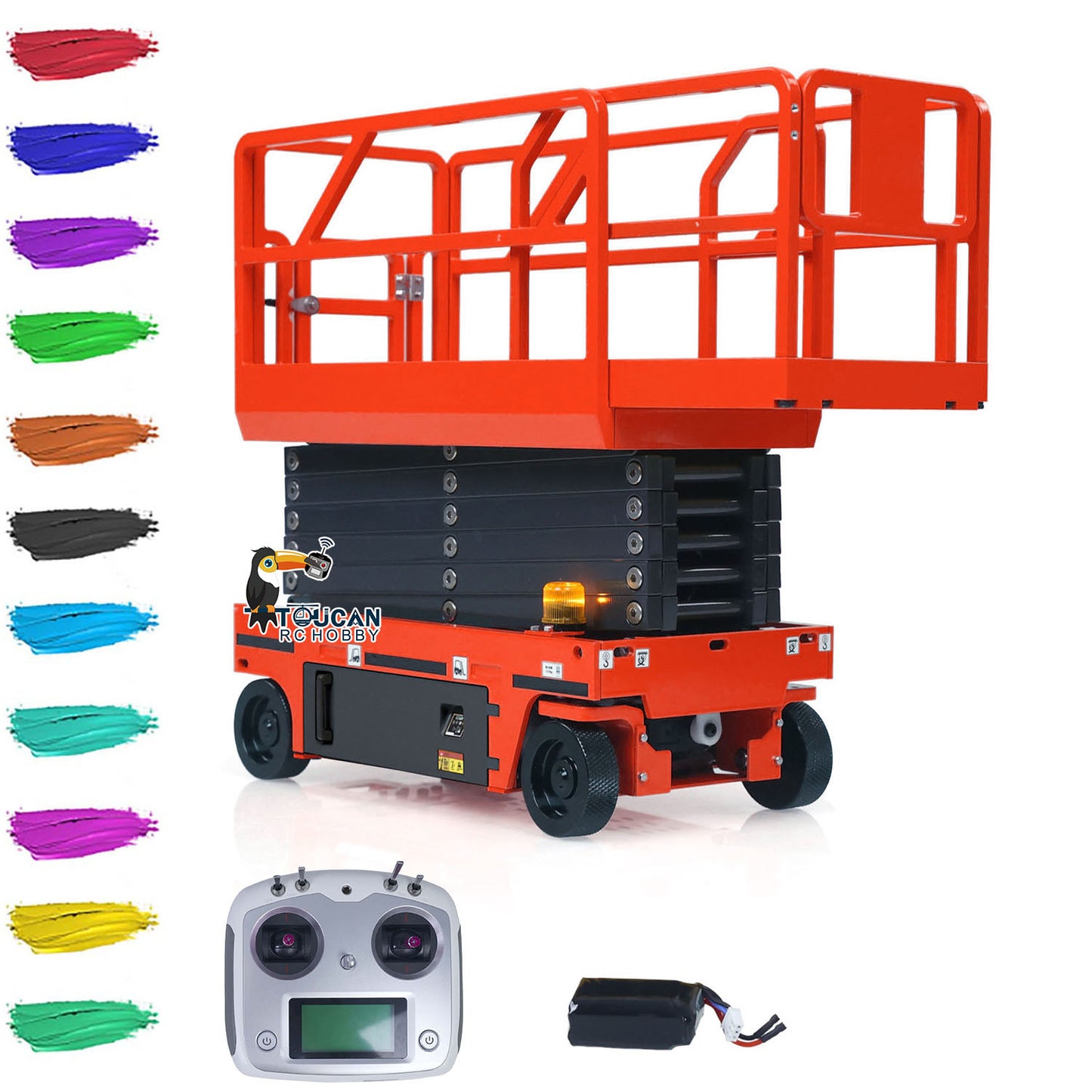 CUT 1/14 Metal Hydraulic Scissor Lift RC Platform Truck TOUCAN Paint Ready to Run Motor ESC Servo I6S Radio Adults Collection