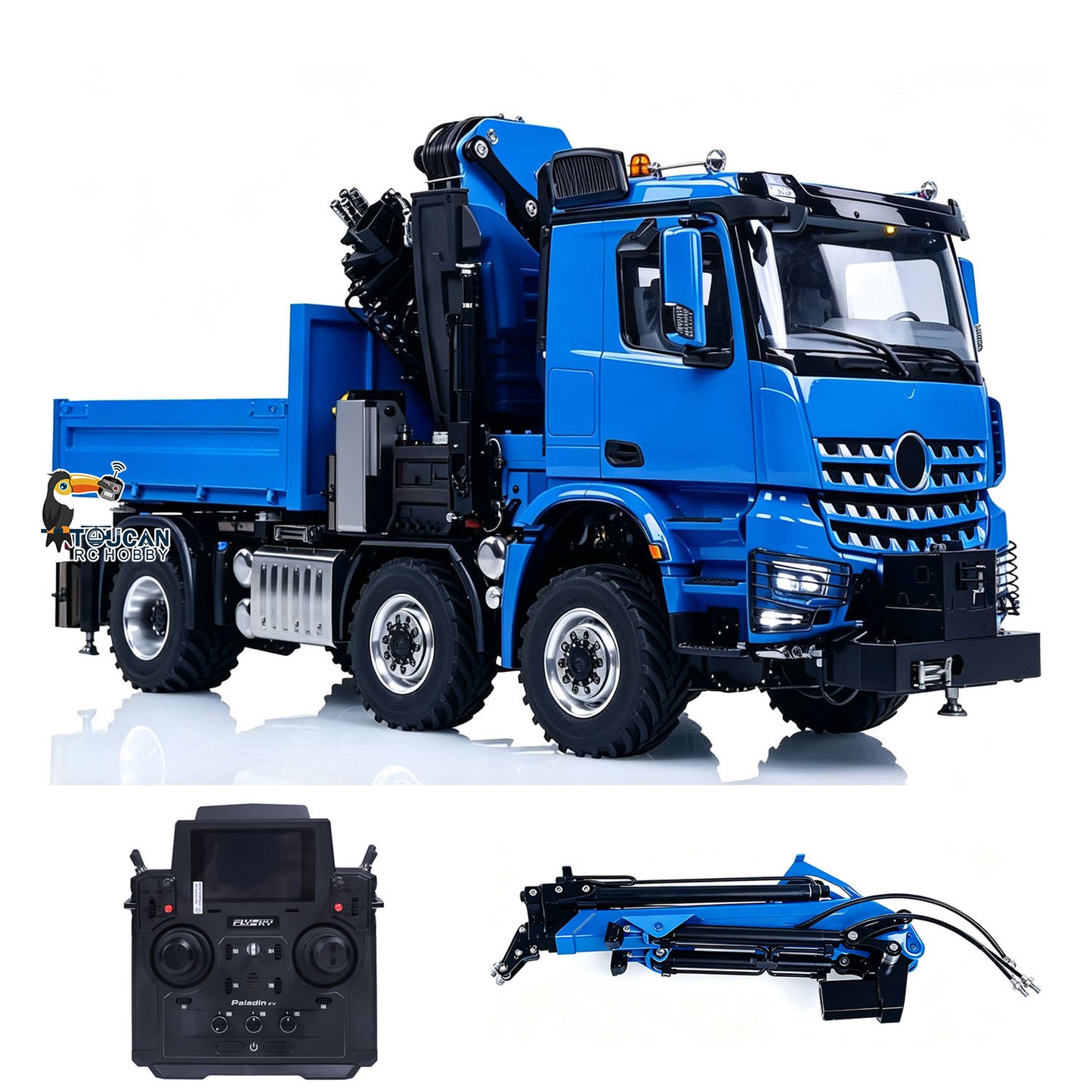 4151AK 1/14 Metal RC Agriculture Tractor Truck 6x6 Farm Lorry Hydraulic Crane Fly Jib Arm 3-Speed Gearbox Sound for Model Collector