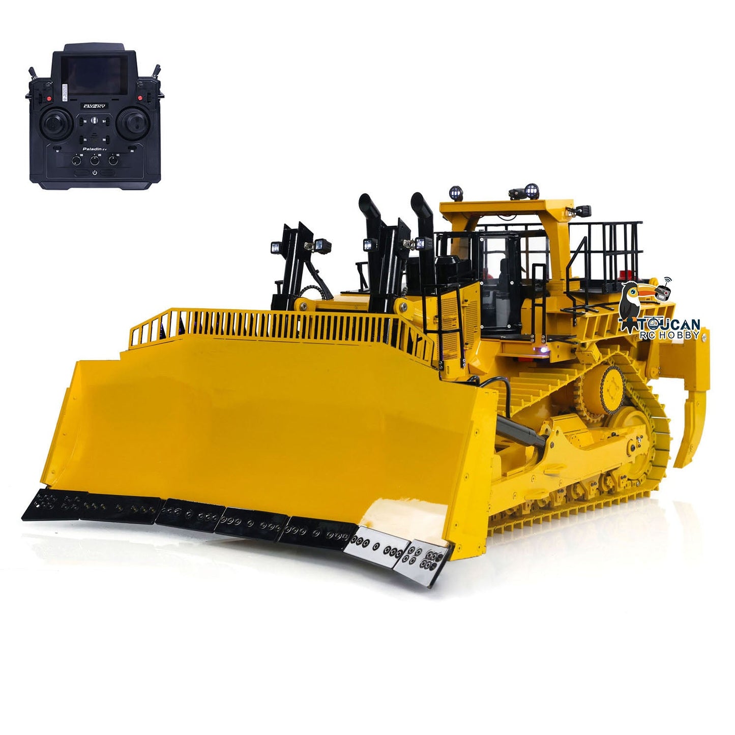 In Stock 1/14 D11T 3-Plow RC Hydraulic Heavy-duty Bulldozer Remote Control Dozers PL18EV Sound Light Smoke Assembled and Painted