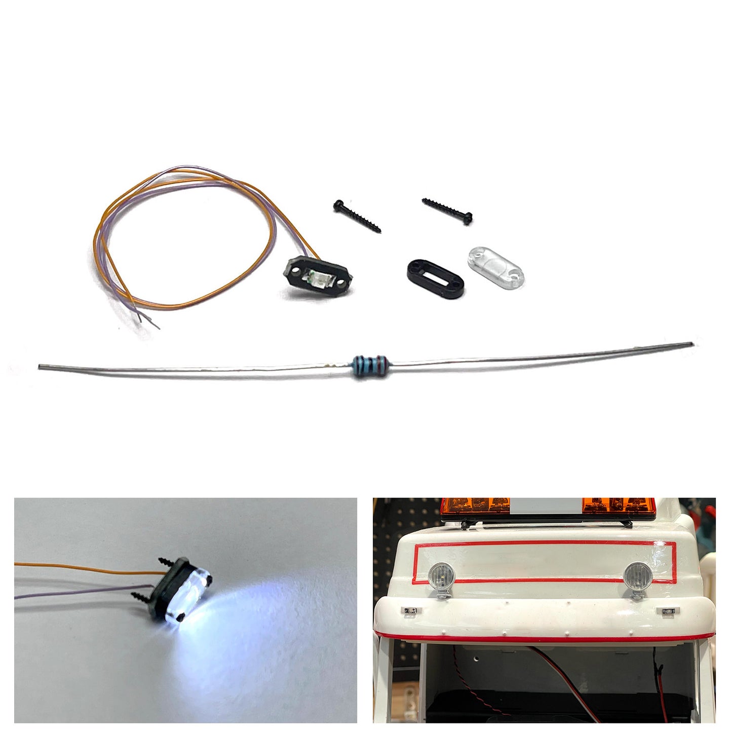 LED Plastic Marker Light 3V-3.2V 3-3.2V Head Clearance Lamp for DIY 1/14 Remote Control Tractor Truck Model Tipper Trailer Car