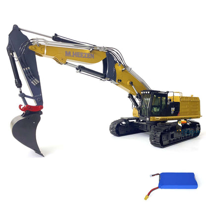 Metal 1/14 Assembled & Painted RC Hydraulic Digger for 374F 3 Arms Remote Control Excavators ESC Motor Servo Light System