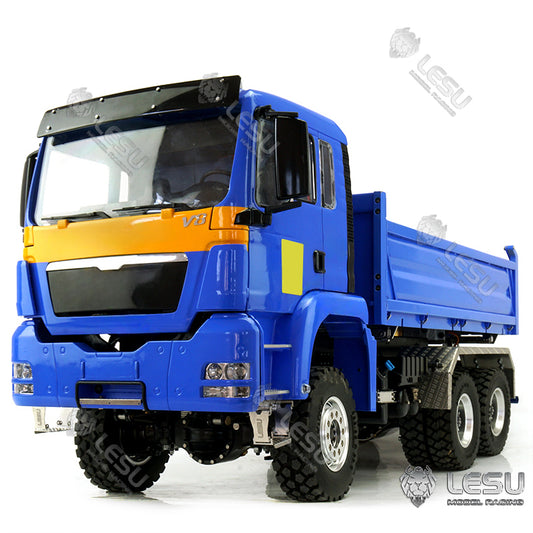 LESU 1/14 Metal Remote Controlled TGS Three-way Transmission Dumper Truck Hydraulic Lights Sound System ESC Servo