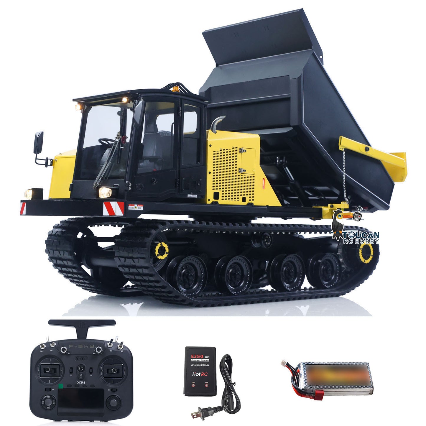 Super Frog 1/14 RC Hydraulic Crawler Dumper Truck T14R RTR Radio Controlled Metal Tracked Tipper Frsky X14 Light Electric Wiper