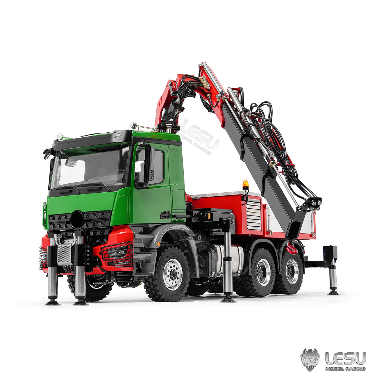 LESU 3363 1/14 8X8/6X6 Metal RC Hydraulic Crane Truck Axles Differential Locks 7CH Valve 6 Outriggers 3-speed Gearbox Light Sound for Adult