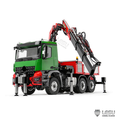 LESU 3363 1/14 8X8/6X6 Metal RC Hydraulic Crane Truck Axles Differential Locks 7CH Valve 6 Outriggers 3-speed Gearbox Light Sound for Adult