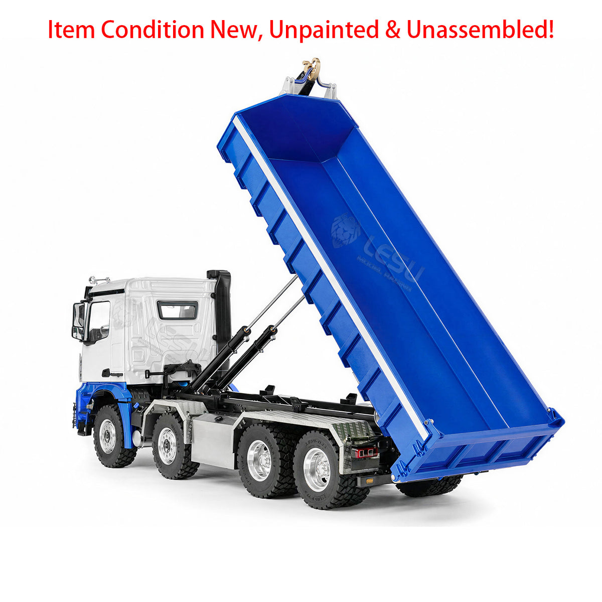 TOUCAN RC HOBBY LESU Z0088 1/14 8x8 Metal Roll Off RC Hydraulic Dump Truck with Folding Hook Lift 3 Speed Transmission Differential Lock Sound Light
