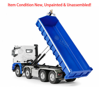 TOUCAN RC HOBBY LESU Z0088 1/14 8x8 Metal Roll Off RC Hydraulic Dump Truck with Folding Hook Lift 3 Speed Transmission Differential Lock Sound Light