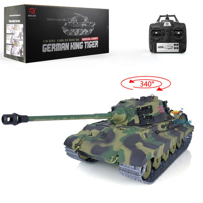 TOUCAN RC HOBBY Henglong 1/16 7.0 Upgraded King Tiger 3888A RTR RC Tank BB Infrared Combat Smoke Metal Barrel Tracks Drive Idler Wheels Gearbox