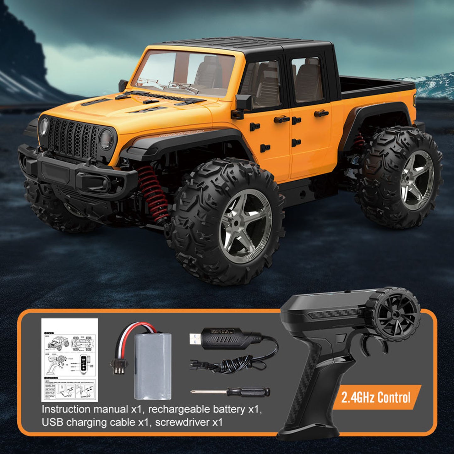 1/20 RC High Speed Pickup Truck C8819 4WD 2.4G Remote Control Off Road Vehicle Lifting Wheel LED Lights Motor Ready to Run Car