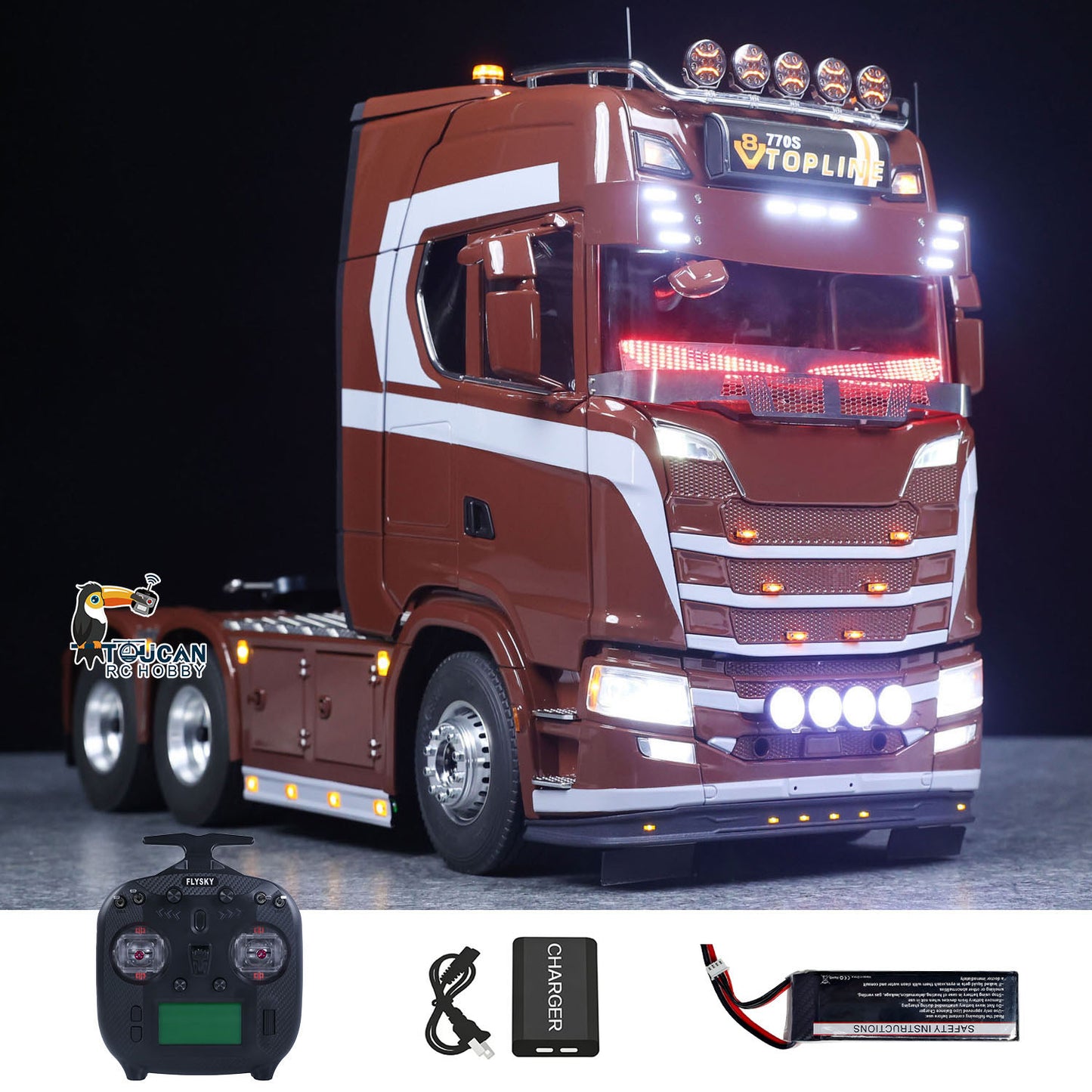 TOUCAN 1/14 Remote Control Tractor Truck 770S 3Speed 6x2 Metal Chassis Axle Lock RC Lorry Vehicle Flysky ST8 Radio RTR Model