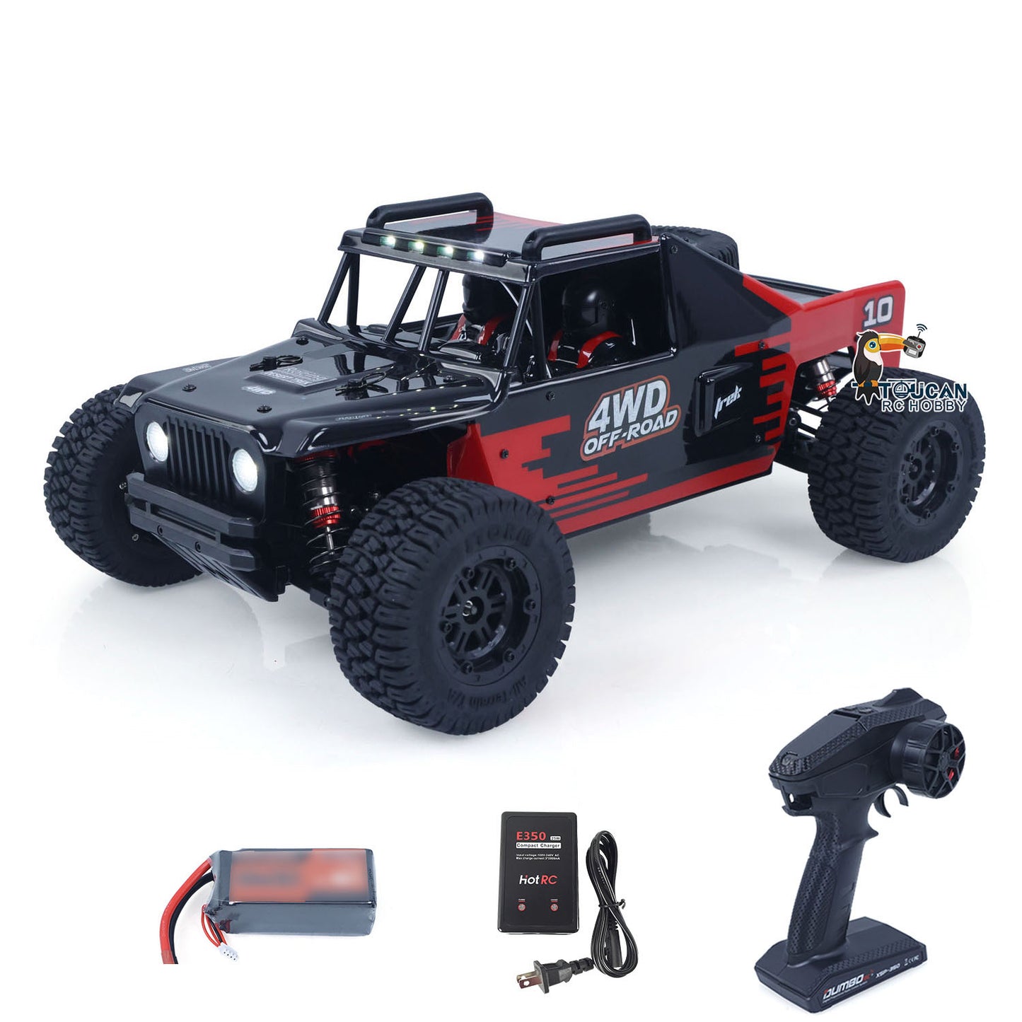 US Stock 1/10 Radio Control Desert Truck 1003 4WD Electric RC Off Road Car Metal Motor Base Light System Gyro Remote Controller 80KM/H