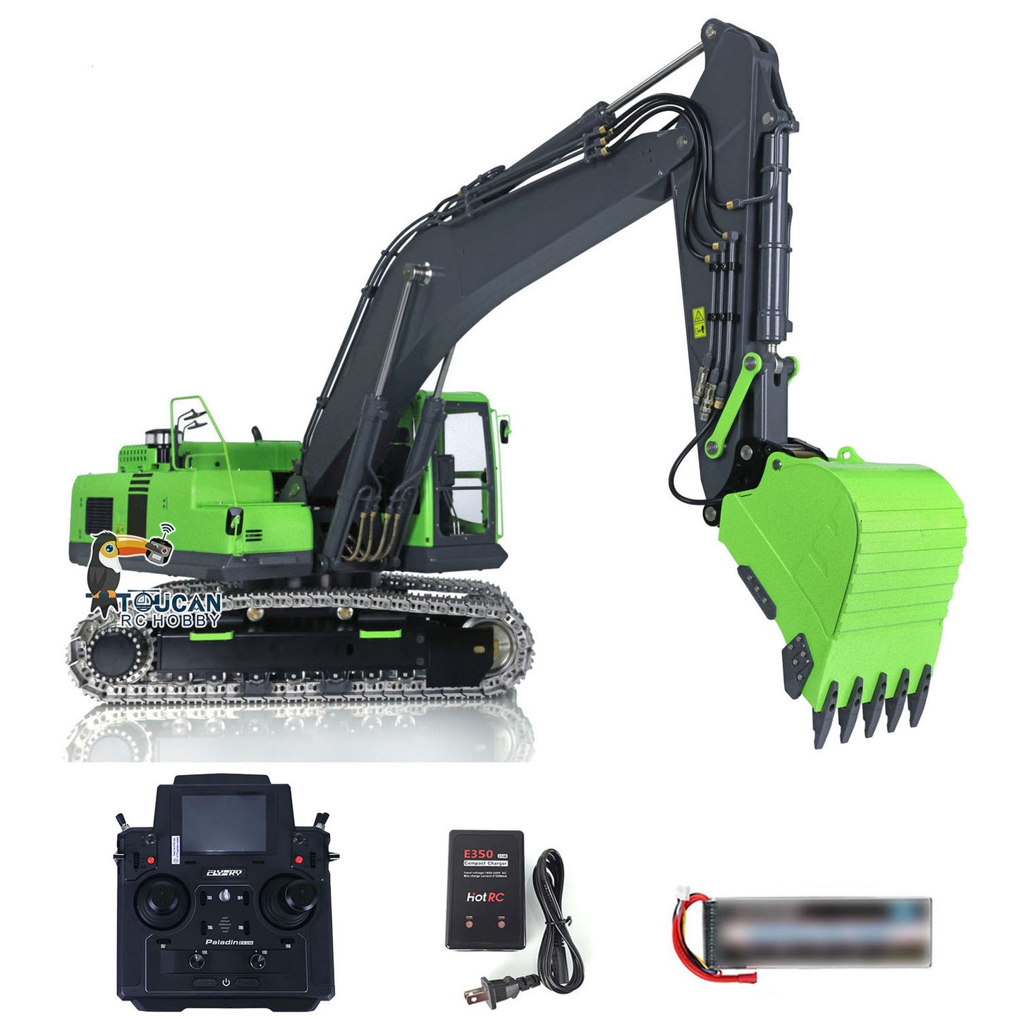 TOUCAN RC HOBBY LESU PC360 1/14 Metal RC Excavator B0002 RTR Hydraulic Stainless Steel Digger 8MPa Pump System Grab Grapple Fixed Mount FlySky PL18EV Lite Controller