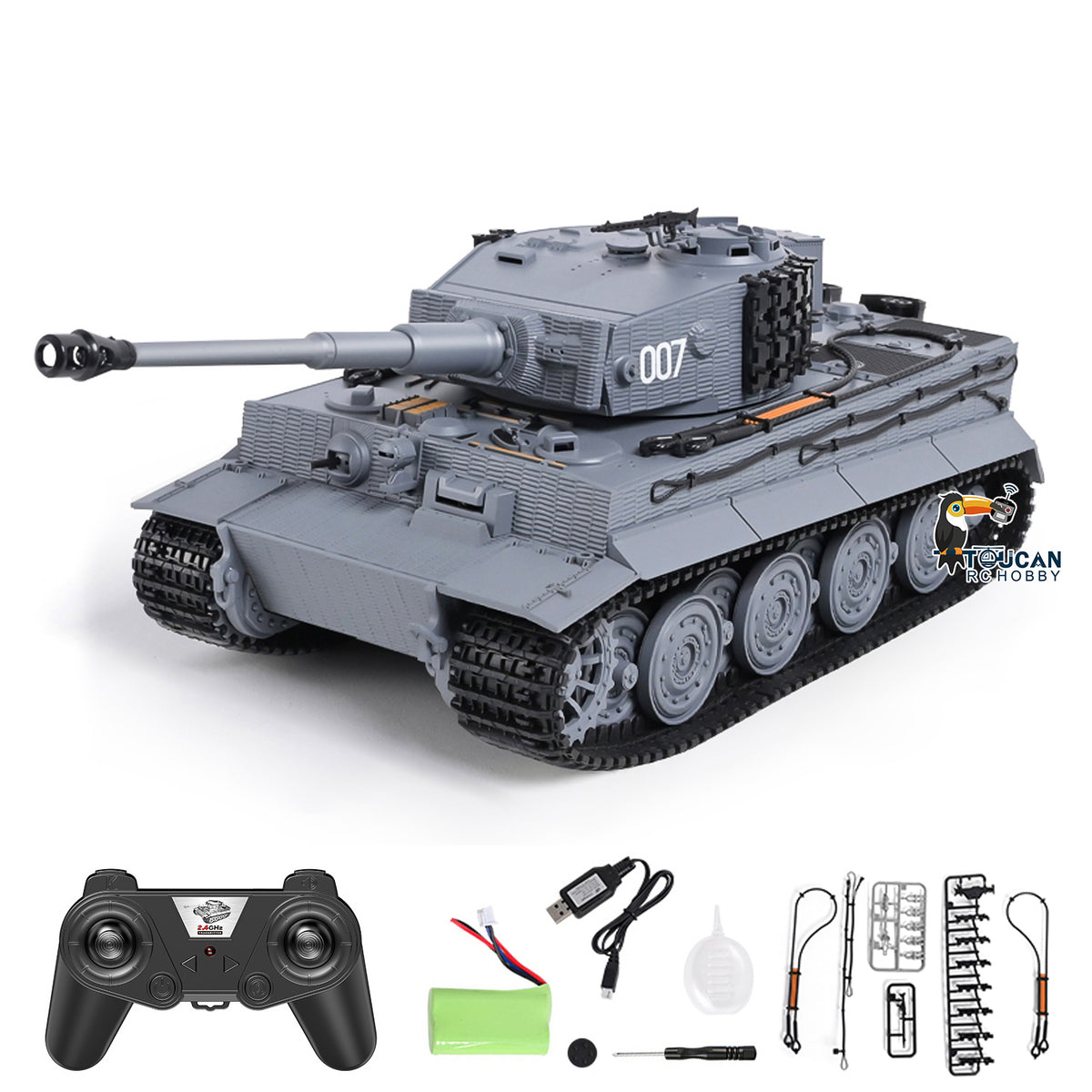 TOUCAN RC HOBBY HY Model 1/24 Plastic RC Tank German Tiger I Remote Control Tanks with Infrared Battle Simulated Smoke LED Lights Sound Recoil Effects
