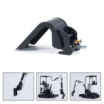 JXModel Metal Ripper Rake Grille Leveling Bucket Leveling Beam Electric Power Rammer Ditch Cleaning Bucket Gripper for 1/14 E20 RC Hydraulic Excavator DIY